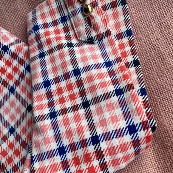 JANIE and Jack little red blue and white girl pants with 2 gold tone buttons - Picture 3 of 4